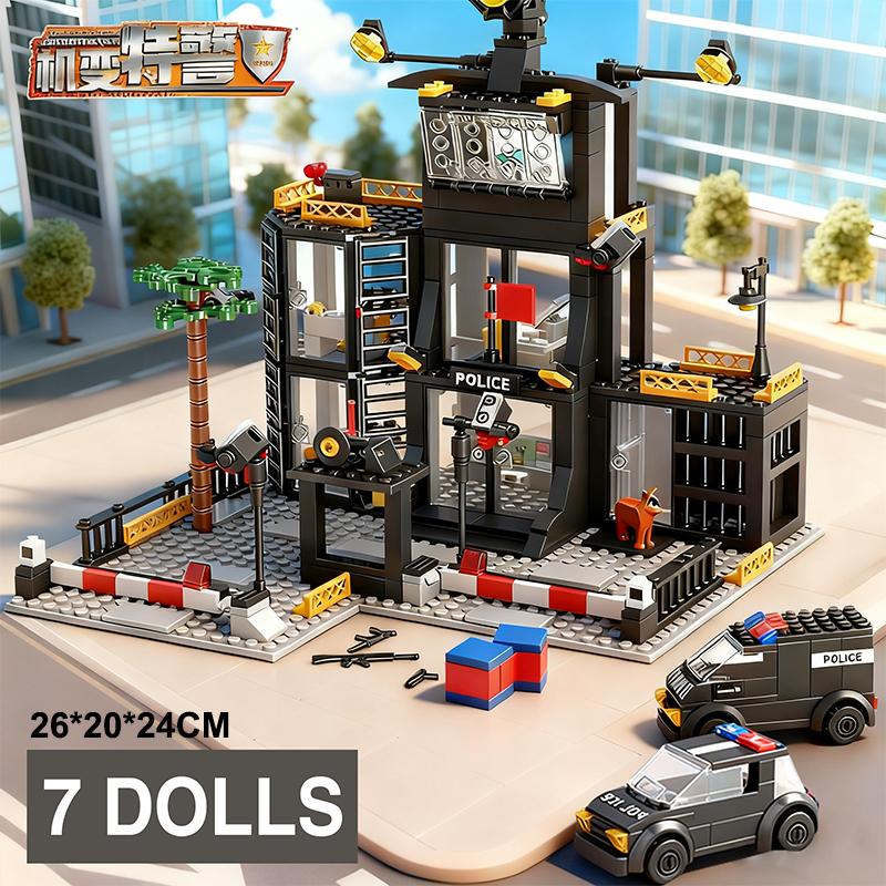 SWAT Полицейский участок Военный Город Модель Набор Тюремная Машина Полицейский Лодка Фигурки Модель Строительные Блоки DIY Игрушка для Детей Мальчиков Подарок