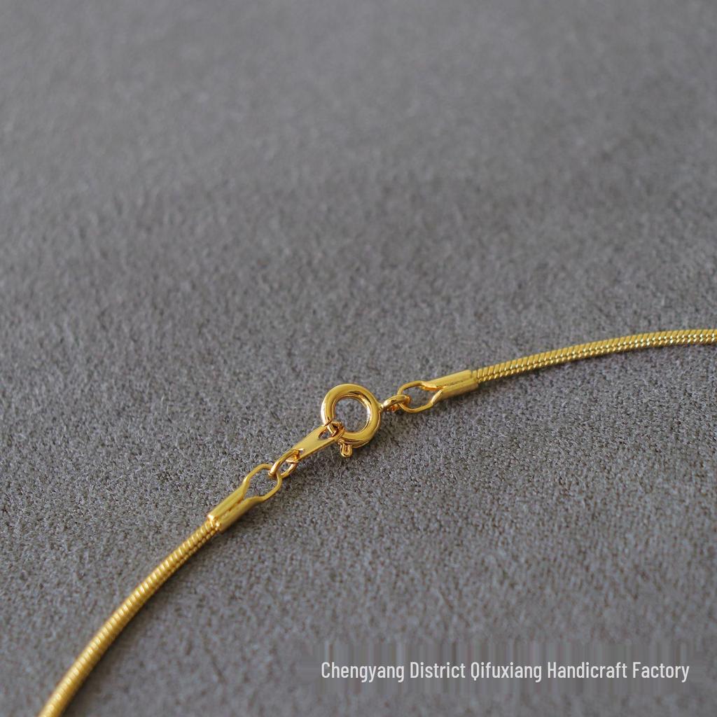 Exquisite Minimalist Snake Bone Chain: 18K Gold-Plated Mini Necklace with Sparkling Gold Thread