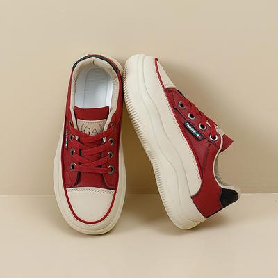 Ins маленькие белые туфли студенческие корейские версии женских туфель tide 2024 осень новые толстые подошвы усиливающие дышащие повседневные туфли street shot Q806