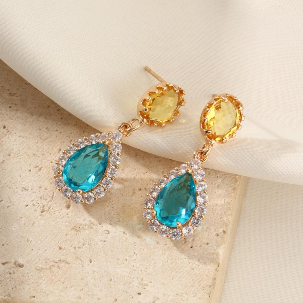 1 пара роскошных цветных кубических циркониевых сережек-капель для женщин, серьги-гвоздики, ювелирные изделия, аксессуары для свадебной вечеринки