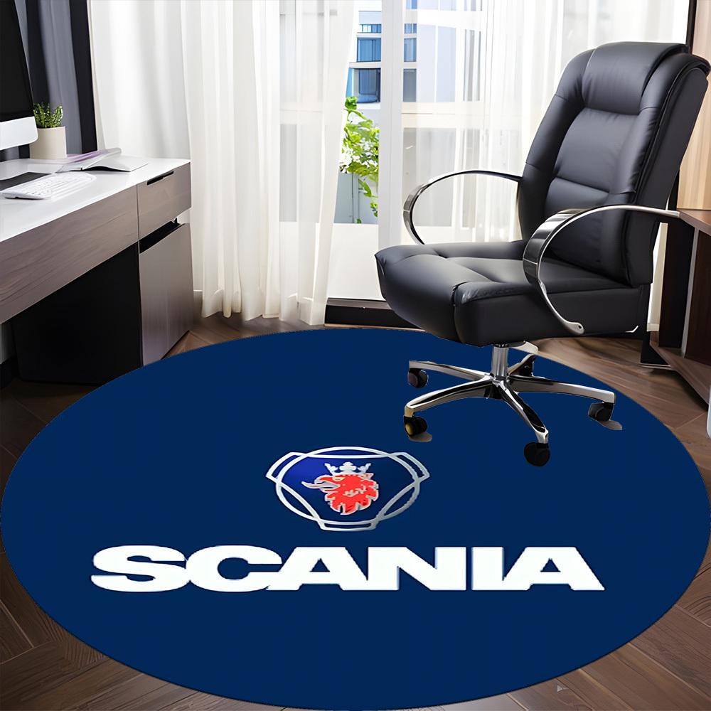 1 шт. Круглый офисный коврик с логотипом Scania, нескользящий, мягкий и прочный офисный ковер для декора интерьера, идеально подходит для офиса, красивое украшение