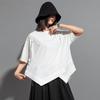 Morino Short Sleeve Loose Fit Solid Street Summer Size Women's T-Shirt, Color, Asymmetrical, Zippered, Off-the-Shoulder, Casual, Fashionable, Unique,