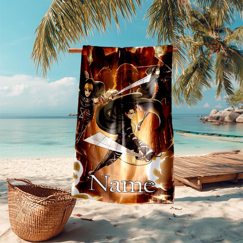 Personalized customized proof beach towel with Attack on Titan  pattern - soft, absorbent, quick-drying, perfect swimming, camping&bathing