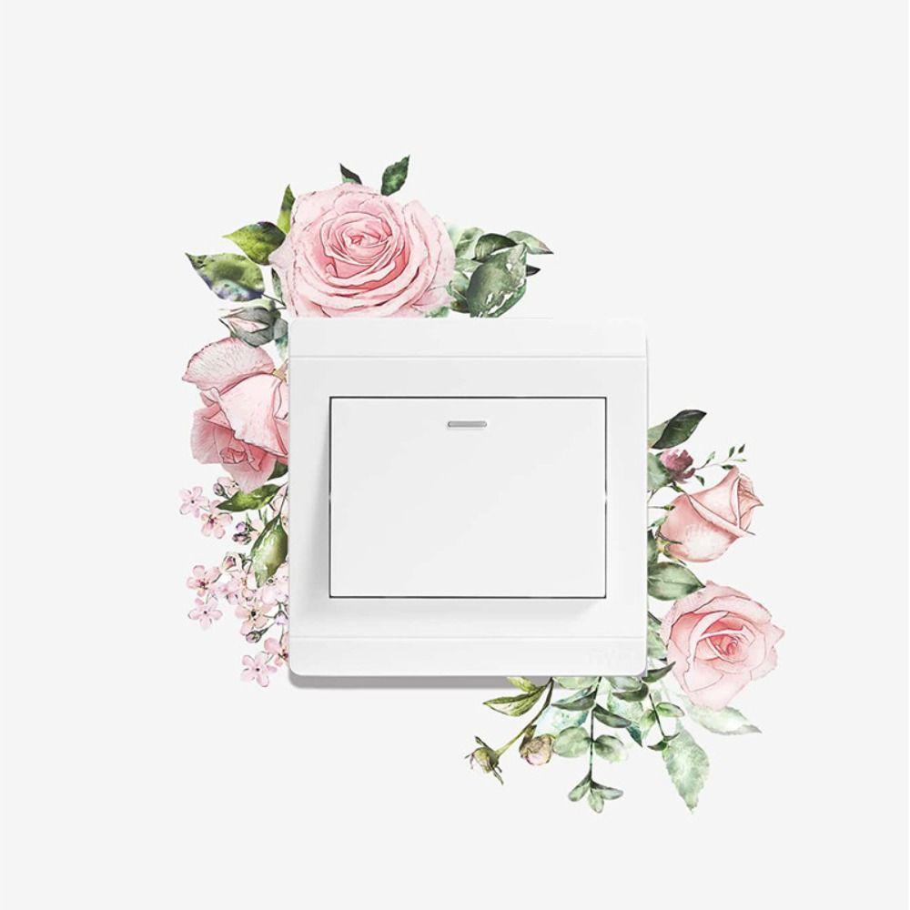 Plant Green Leaves Plants Sticker Long Lasting Flower Switch Sticker Elegant   Living Room