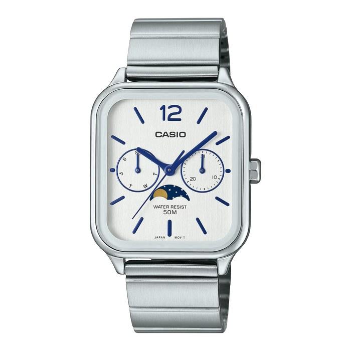 Casio Standard Moon Phase Analog Men's Watch MTP-M305D-7AV (Silver Metal Band)