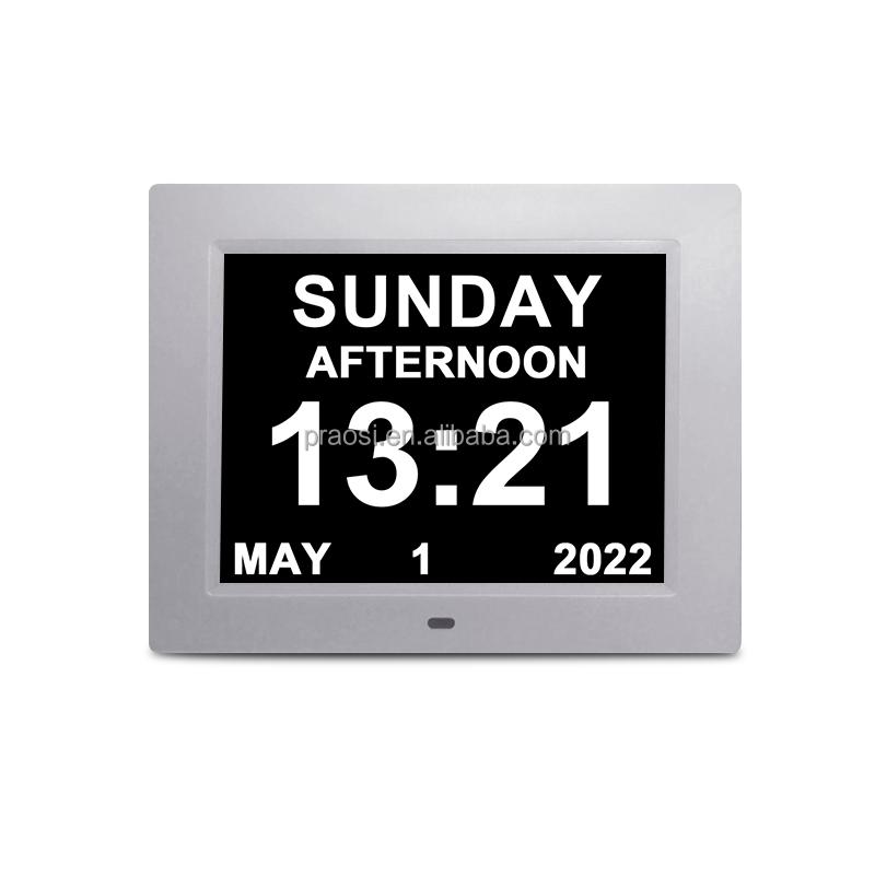 Customizable Auto Dimming WiFi Modern Quartz Digital Calendar Day Clock 7 Inch Medication Reminder Dementia/Alzheimer
