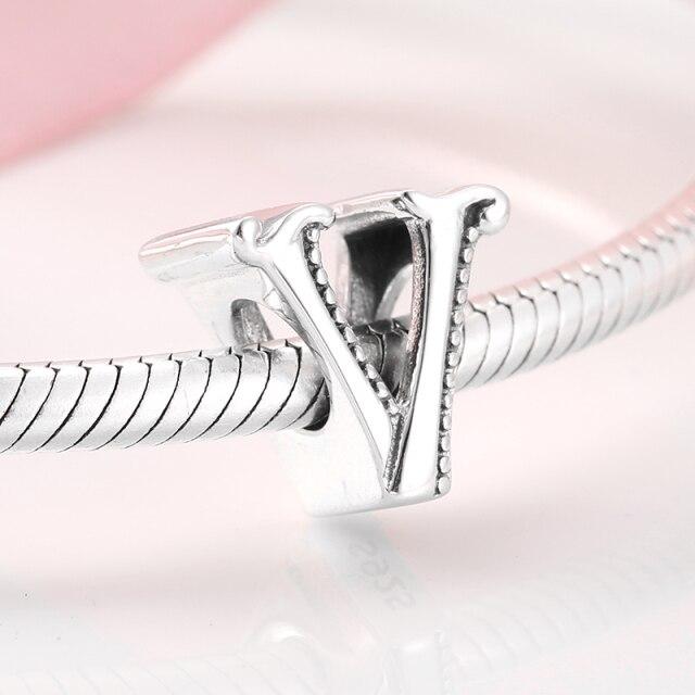 925 стерлингового серебра мода изящные буквы алфавита от A до Z бусины подходят шармы 925 браслеты браслеты ювелирные изделия своими руками