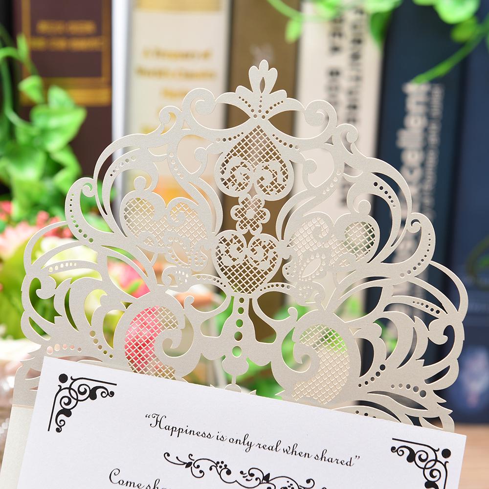 20Pcs Pearl Paper Cut Wedding Invitation Cards Greeting Card Kits Event Party Supplies with Blank Inner Sheet