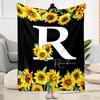 1pc Sunflower Initial blanket Soft and Warm for Sofa Office Camping Travel Livingroom Great Gift for Friends and Family Comfortable