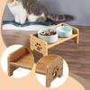 Bowl Stand Tall,Bowls Not Included,Bamboo,for Medium Large Dogs Pet Cat Food Table,Dog Feeding