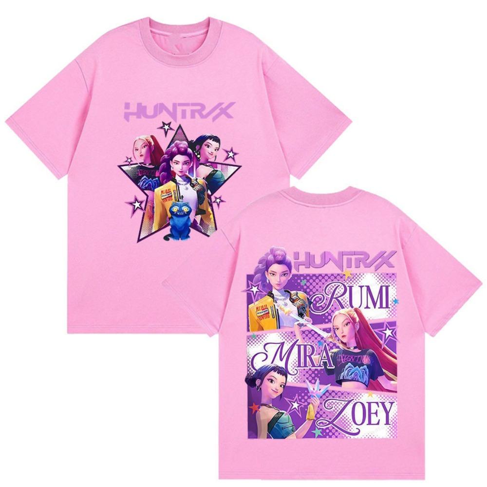 K-pop Охотники на демонов Руми Мира Зпей 2025 Фильм Графическая футболка Мужская Женская Харадзюку Высокое качество Оверсайз Хлопковая футболка Уличная одежда