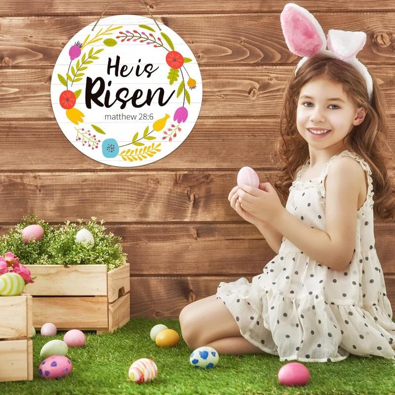 Он Воскрес Дверной знак Пасхальные украшения для дома Пасхальный декор Он Воскрес Подвесные украшения Христианский Иисус Деревянный дверной подвес для стены Дома Улицы