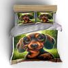 Adorable Cartoon Dachshund Art Bedding Duvet Cover Set  (1*Duvet Cover 2*Pillowcases, without duvet insert)