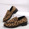 Women's Sneakers Leopard Patchwork Slip-on Loafers Shoes Women Chunky Heel Platform Casual Plus Size Sneakers Women