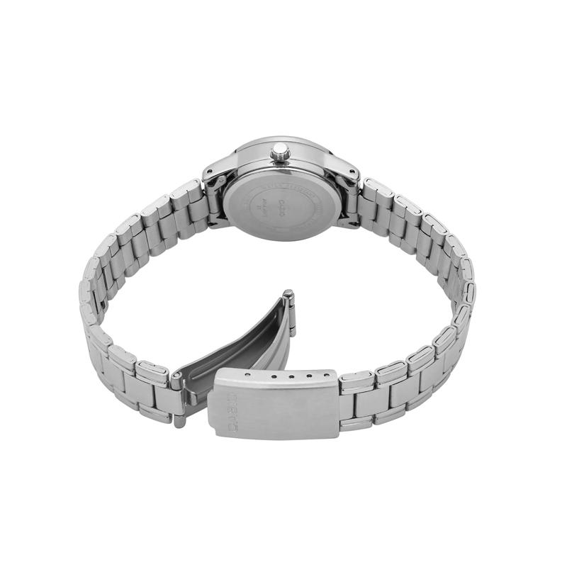 Casio Серия STANDARD Простой и универсальный Женские кварцевые часы с браслетом из нержавеющей стали Черный циферблат Кварцевый механизм Браслет из нержавеющей стали LTP-V002D-1B