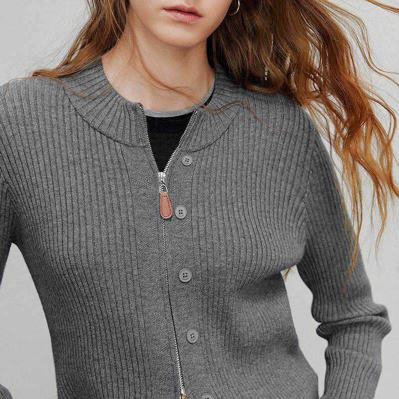Women's Ribbed Slim Fit Zipper Cardigan