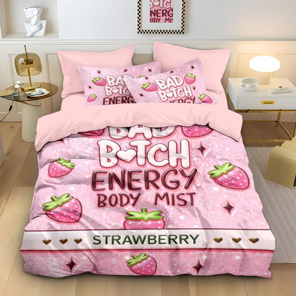 Bed Three-Piece Set 90G Polished Pillowcase Quilt Cover Christmas Sparkling Water Digital Printing Bedding