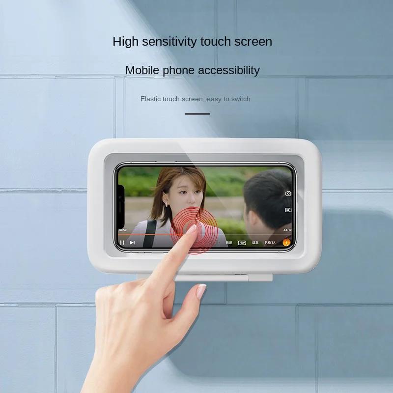 Водонепроницаемый держатель телефона для душа с поворотом на 480 °, регулируемым углом, настенный держатель телефона для ванной комнаты и кухни до 6,8 дюйма