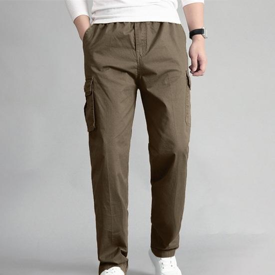 Мужские брюки-карго, однотонные, свободные, с несколькими карманами, мягкие дышащие, прямые, со средней талией, повседневная уличная одежда, повседневные длинные брюки