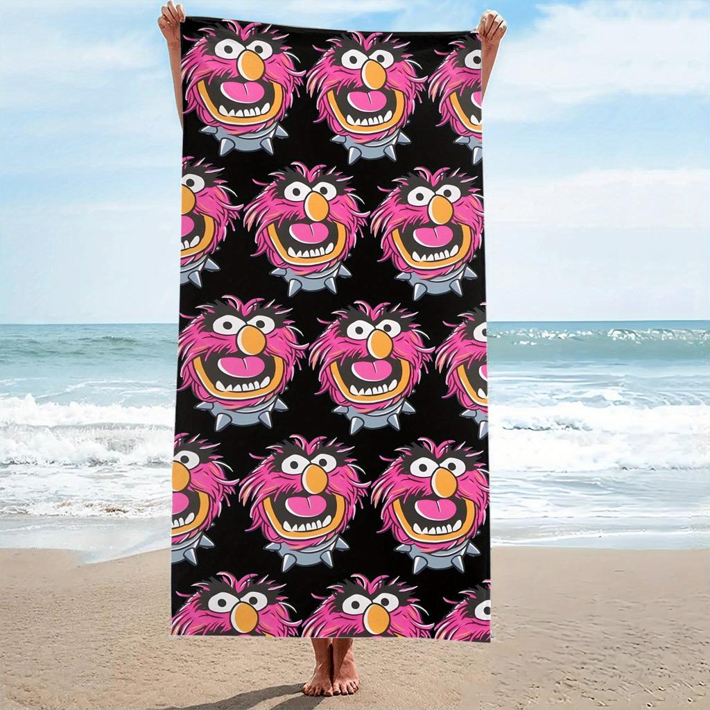 1pc Muppets Beach Towel Quick-Dry Soft Microfiber Colorful Animal Pattern Perfect for Travel Pool Days Camping Seaside Fashion