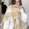 Vintage Warm Winter Cashmere Scarf Mohair Plaid Long Wrap Thickened Soft Thickened Scarves Tass H2X0