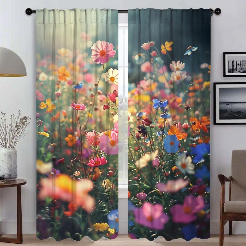 Разделитель Wildflower Элегантные шторы для комнаты 2 шт. Шторы для окна для комнаты 2 панели Тюль для спальни Гостиная Кухня Дом