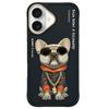 NIMMY for iPhone 16 Case Embroidery PU Leather+PC+TPU Phone Cover - Pink Cat