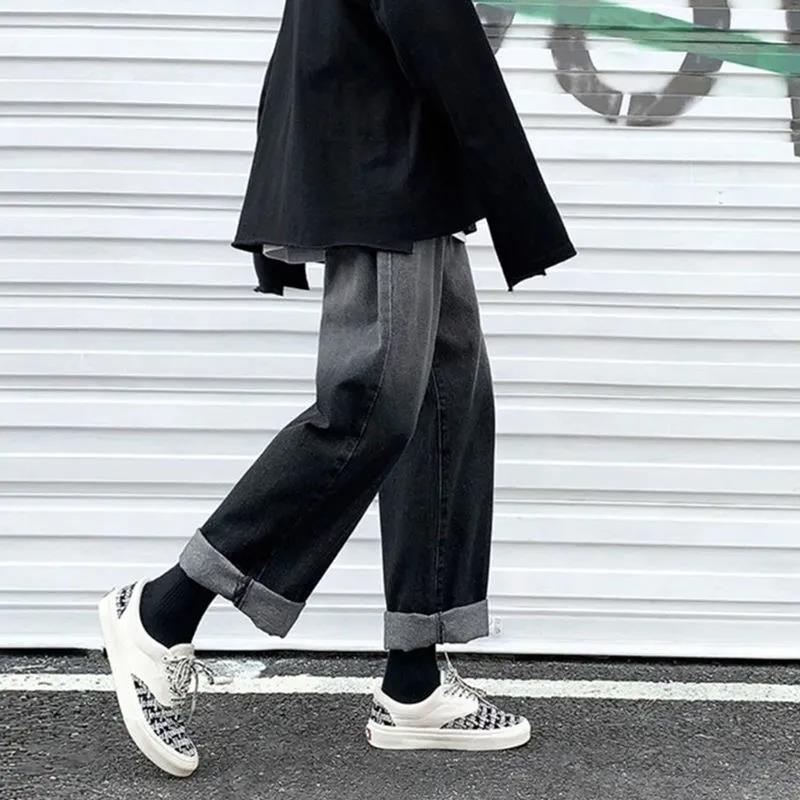 Китайская версия джинсов с градиентом для мальчиков, осенние тенденции, универсальные свободные повседневные прямые длинные брюки с широкими штанинами для мужчин и женщин