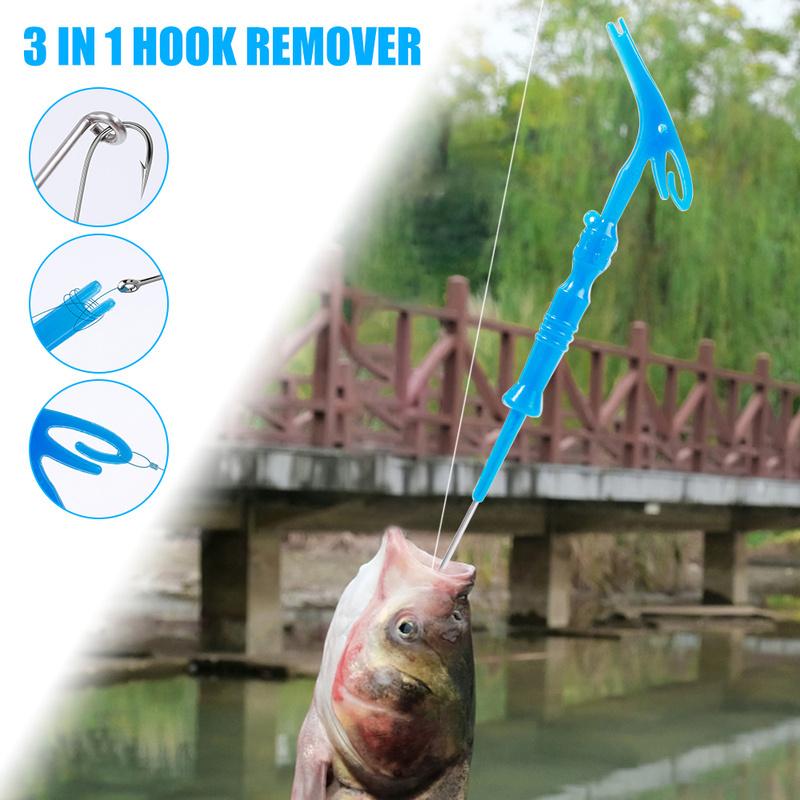 Fishing Knot Tool - 3-in-1 Extractor, Hook Remover, and Loop Tying Device - Quick & Easy To Use - Random Colors