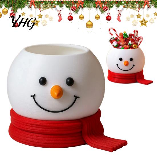 Festive Table Centerpiece Christmas Snowman Candy Bowl, Cute Desktop Organizer, Creative Desk Bowl Storage Container for Holiday Home Decoration