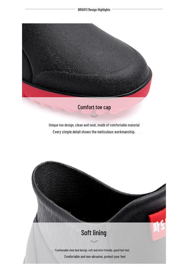 Men's German-Style Waterproof Low-Top Rain Boots: Non-Slip Outdoor Shoes for Food Delivery, Fishing, Car Washing & More.