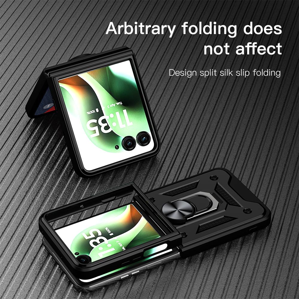 KEYSION Противоударный бронированный чехол для Motorola Razr 60 Ultra 5G Металлическая подставка-кольцо Задняя крышка телефона для MOTO Razr Ultra 2025 Razr+2025