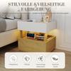 Modern Two-Tier Nightstand in Industrial Style, Bedroom Side Table with Two Drawers, Mood Lighting, Suitable for Living Room (White and Natural Wood)