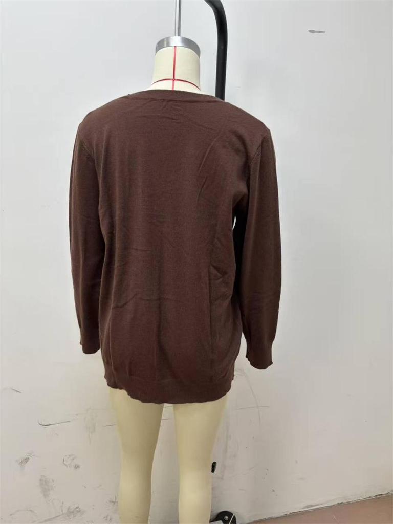 European Casual V-Neck Pullover for Women - 2025 Autumn/Winter Collection