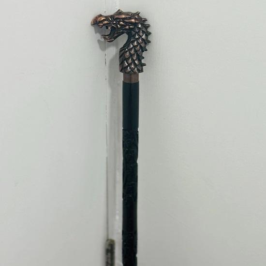 93.98 Cm Brass Walking Stick Dragon Handle Look with Wooden Stick Decorative