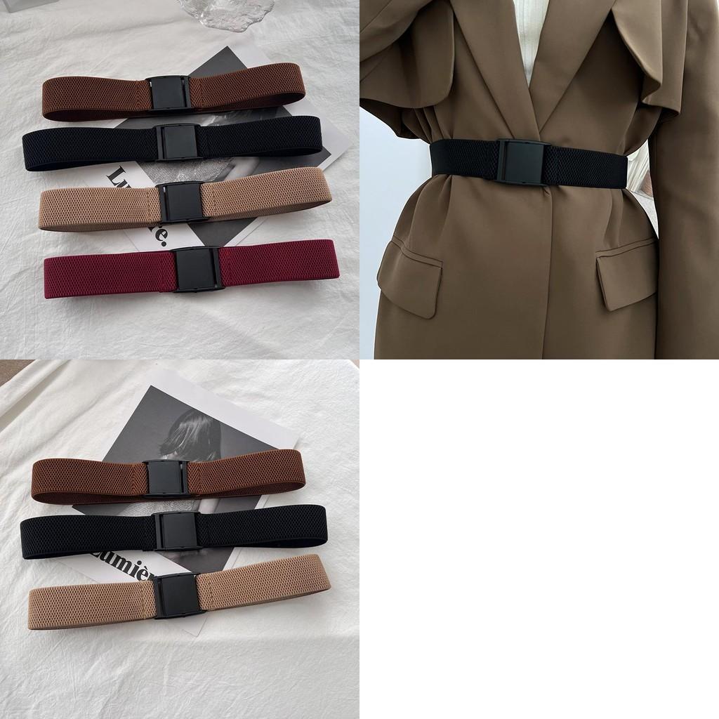 Универсальный Эластичный Пояс для Женщин со Стильной Пластиковой Пряжкой в Элегантном Черном Цвете