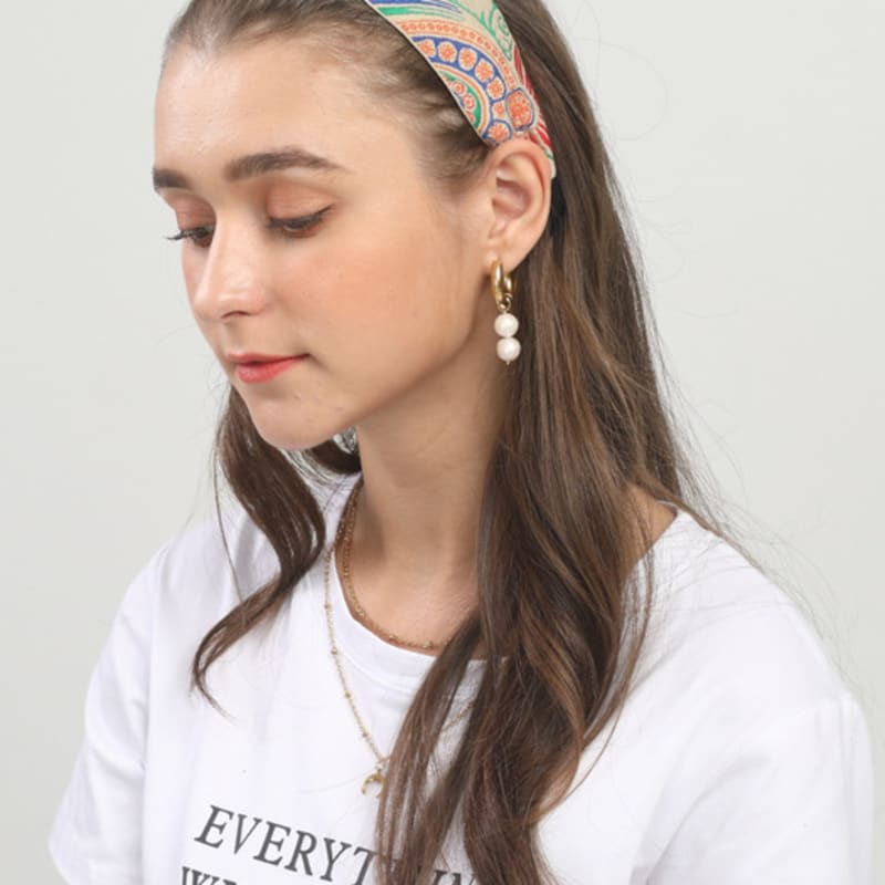 LALA Импортная этническая повязка для волос - Слоновая кость/JaC