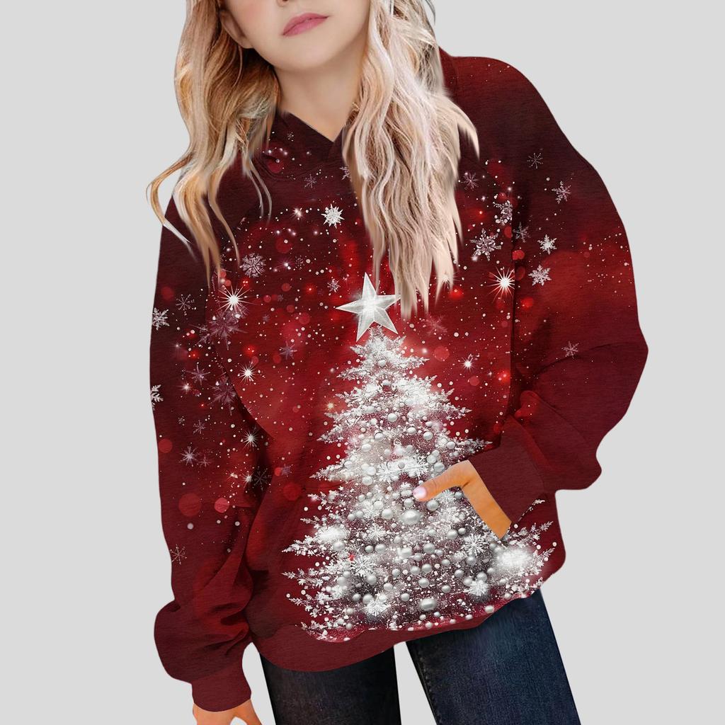 Детская толстовка для девочек, градиентный цвет, длинный рукав, капюшон, карман, толстовка