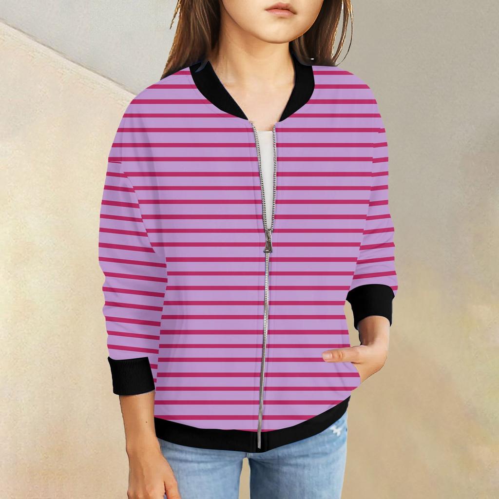 Куртки на молнии для девочек, детские осенние толстовки с длинными рукавами, верхняя одежда с карманами 5-15 лет