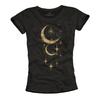 Moon T-Shirt Women - Top with Moon Phases and Stars Short Sleeve Summer Tee Round Neck 100% Cotton Black Size S-XL