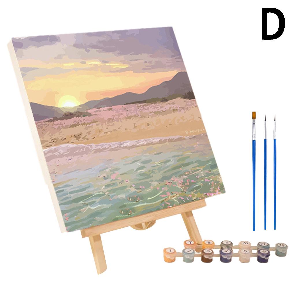 Frame Painting By Numbers Kit Abstract Sunset Landscape Modern Drawing Coloring DIY Painting By Numbers Acrylic Paint Home Decor