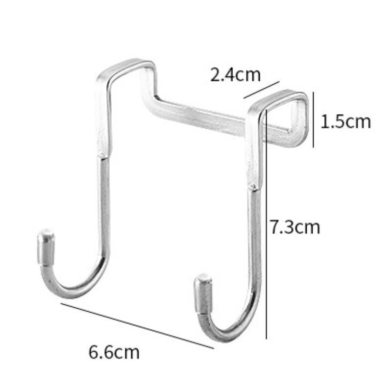 Stainless Steel Double-S Shaped Door Back Hook Non-Punch Closet Cabinet Door Sundries Universal Hook Kitchen Bathroom Organizer