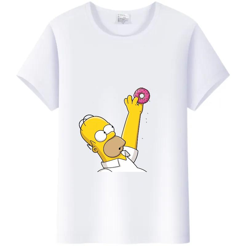 Fashion Cartoon Simpson Cotton Tshirt Summer Blouses Ladies Unisex White Tees Tops Short Sleeve Blouses Women Y2K Tshirt