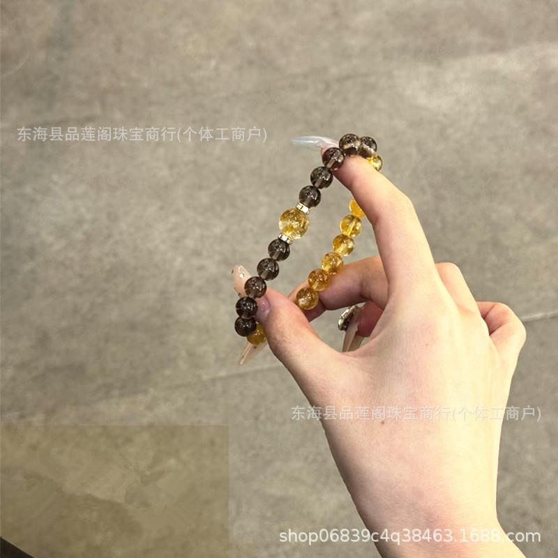 Natural Yellow Obsidian Beaded Bracelet - Versatile Niche Design Crystal Jewelry