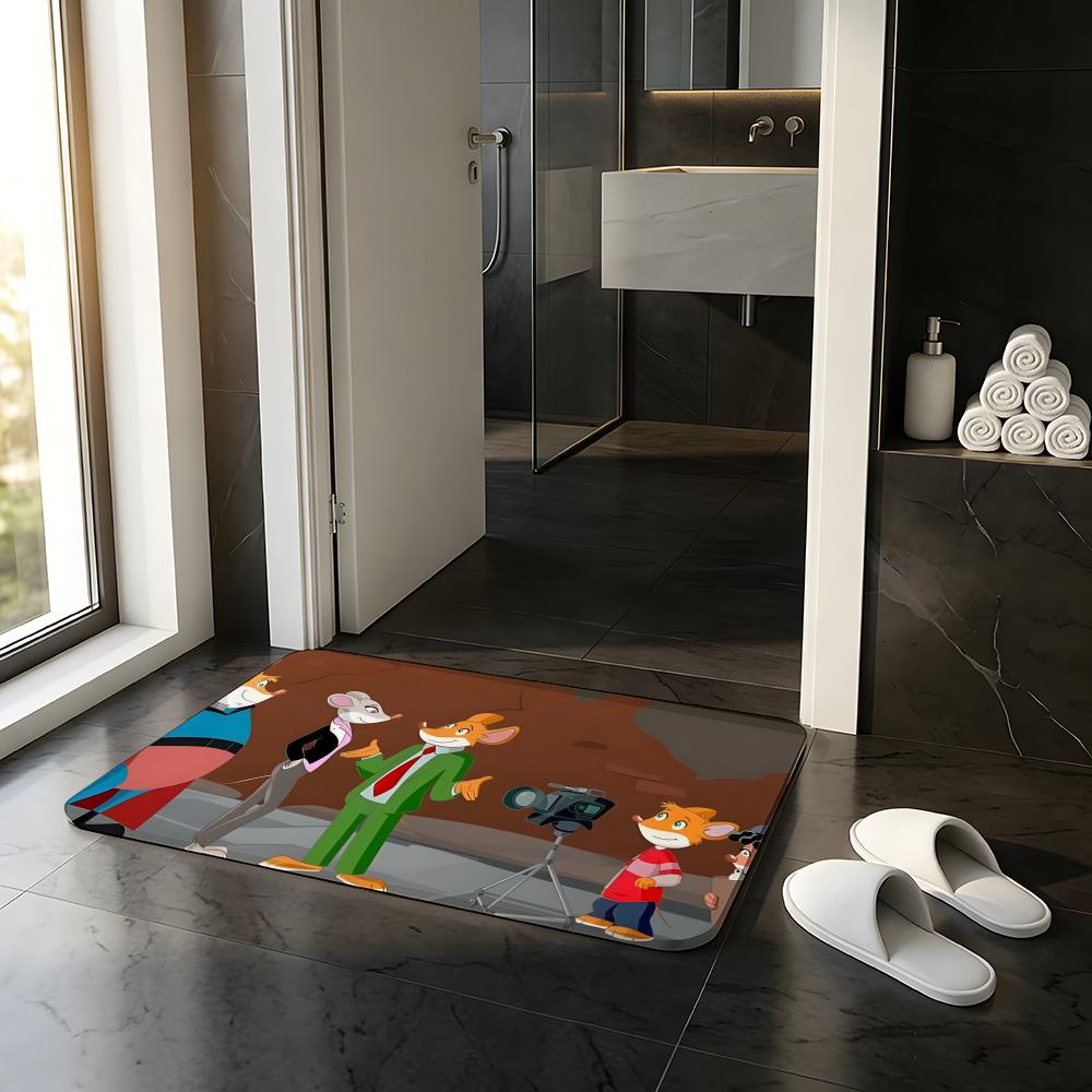 ANIME G-Geronimo Stilton Floor Mat Absorbent Floor Mat Non-Slip Entrance Rug for Bathrooms Restrooms and Toilets