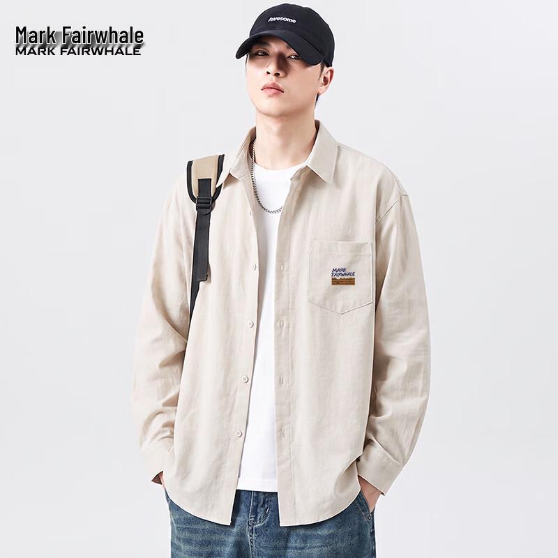 Mark Fairwhale Men's American Style Long-Sleeve Loose Casual Shirt
