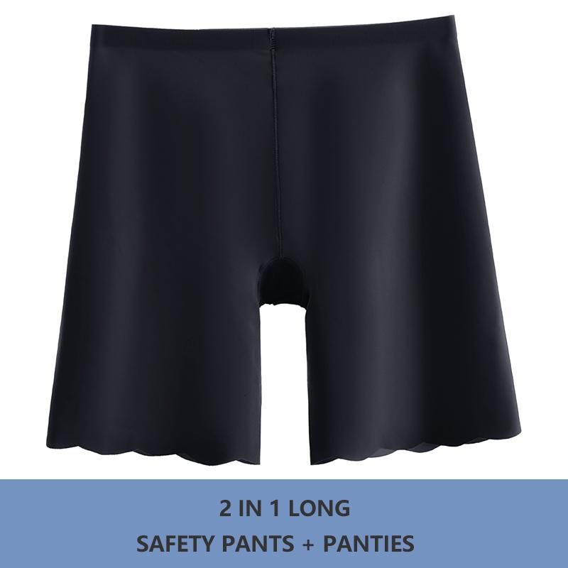 Flarixa Бесшовные защитные брюки из ледяного шелка с высокой талией 2 в 1, женские трусики с волнистыми дышащими короткими юбками, колготки, женское нижнее белье