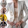 Женский костюм, пальто с лацканами и длинным рукавом, однотонный пиджак, свободный крой, двубортная рабочая верхняя одежда, деловая повседневная одежда