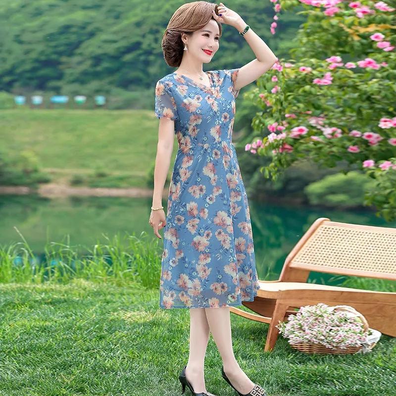 Женские повседневные платья, бросающие вызов возрасту, летние свободные тонкие длинные модные платья больших размеров в платьях для пожилых людей