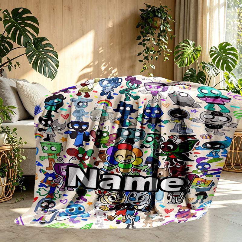 Custom Name Personalized Dandy's World Print Blanket, Home Decor, Bedroom, Sofa, Camping, Couch, Gifts for Birthday Christmas
